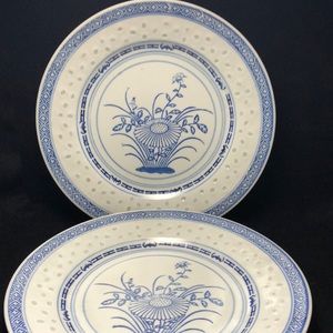 Two Rice Flower Dinner Plates- Tienshan